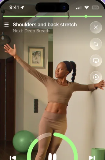 Guided stretch video in progress